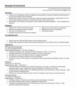 CPR/ First Aid Resume Example American Red Cross Topeka, Kansas
