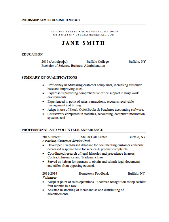 Resume Examples College Students Applying Internships
