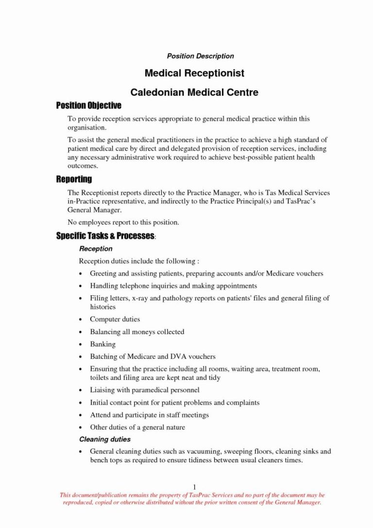 Resume Objective Examples For Receptionist