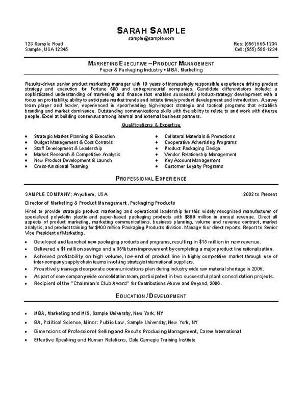 Sales And Marketing Manager Resume Objective