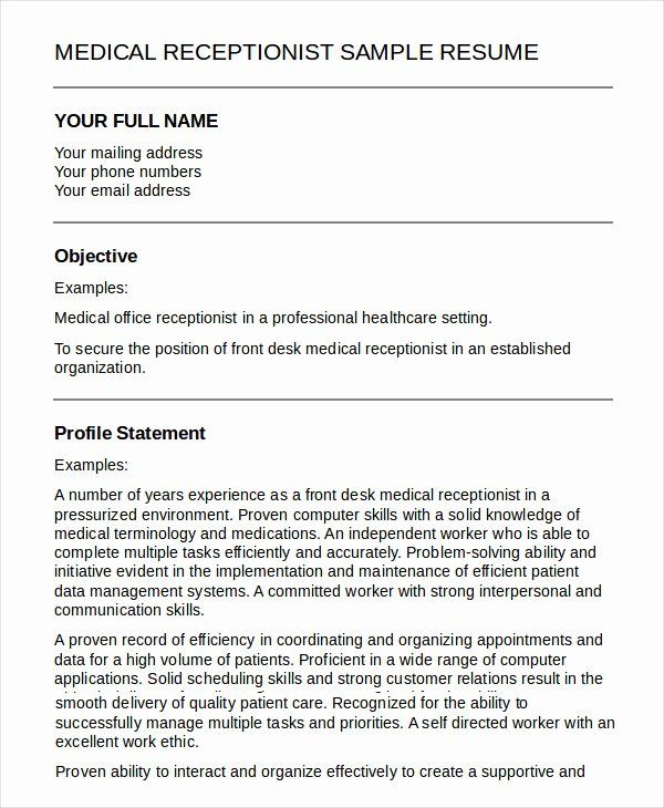 How To Write A Cv For Medical Receptionist