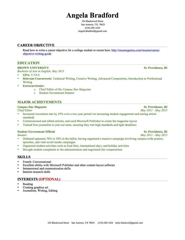 Sample College Resume With No Work Experience Professional Resume