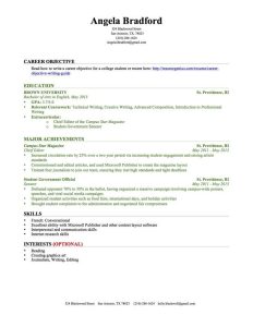 Sample Resume With No Work Experience College Student First Resume