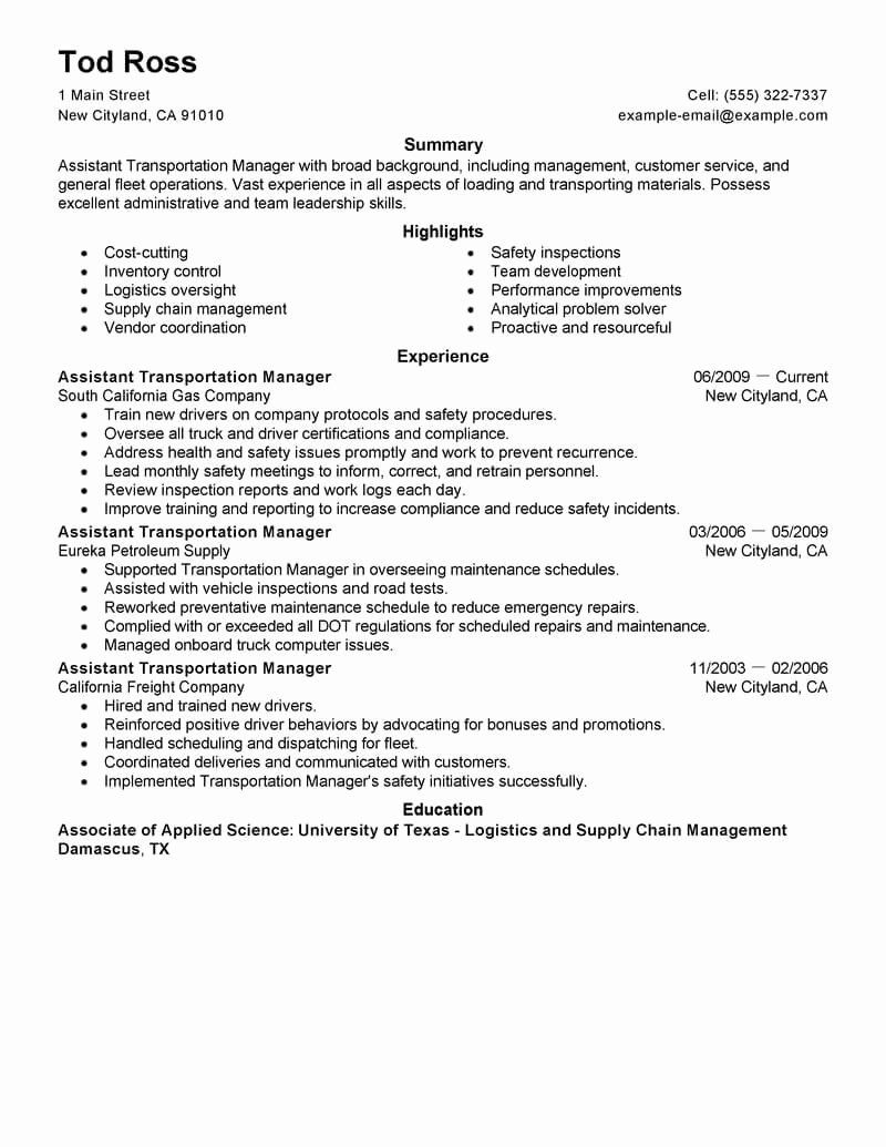 Assistant Manager Resume Examples