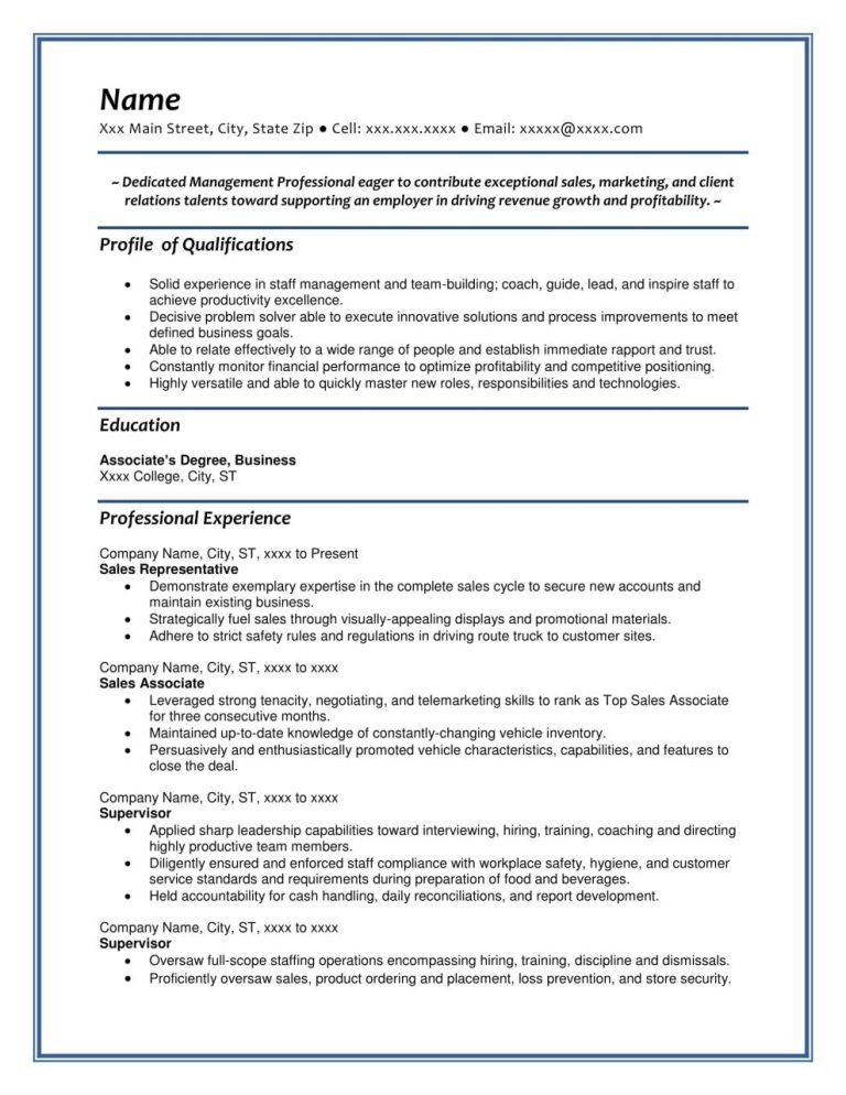 Resume Sample For Writers