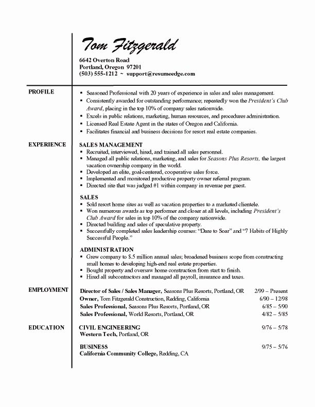 Real Estate Resume Examples