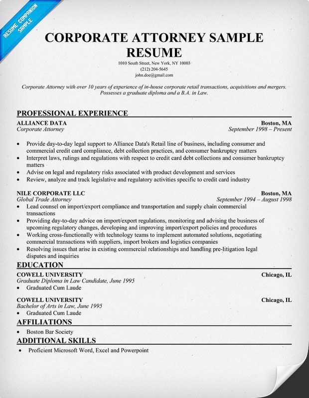 Legal Compliance Resume Examples