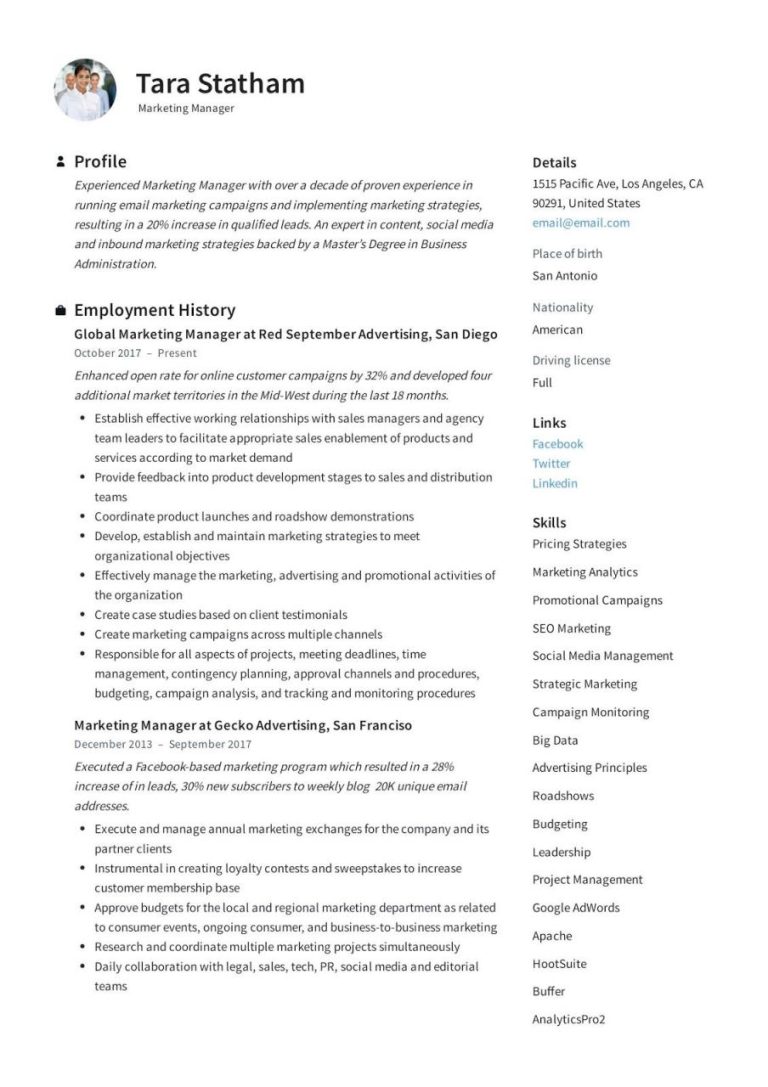 Resume Of Trade Marketing Manager