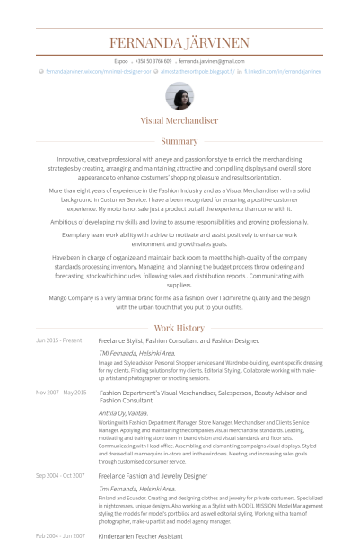 Fashion Industry Cv Examples