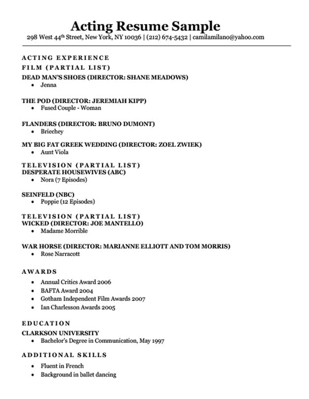 How To Build Up An Acting Resume
