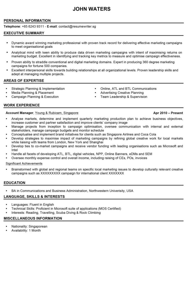 Cv Format For Advertising Agency