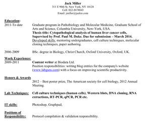 Published articles on resume