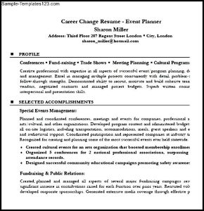 Career Change Resume Event Planner Resume Sample PDF Sample Templates