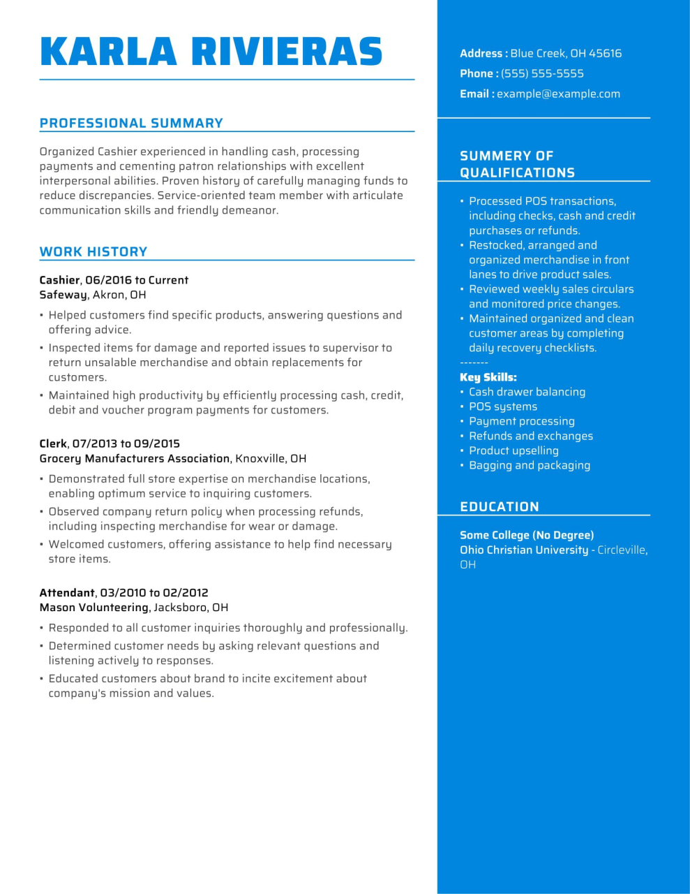 Professional Cashier Resume Examples Retail LiveCareer