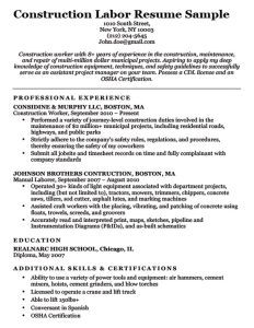Construction Labor Resume Sample Resume Companion