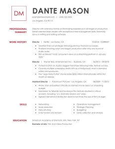 Excellent Film Resume Examples and Tips MyPerfectResume