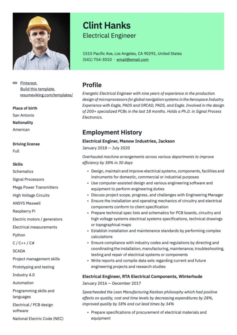 How To Write A Resume For Engineering Internship