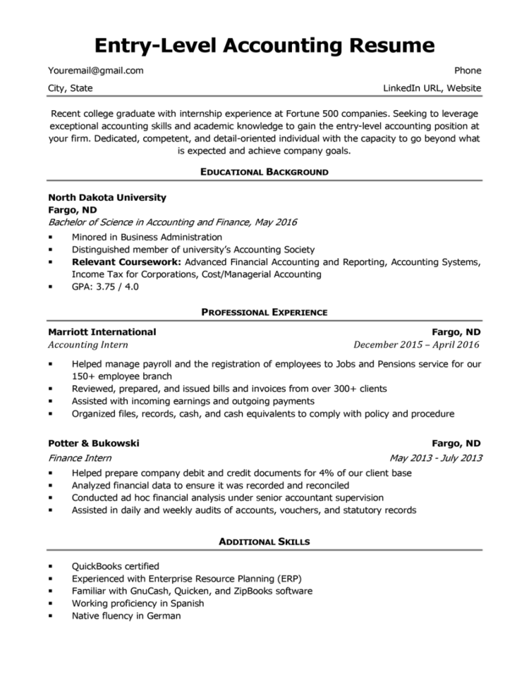 How To Write An Accounting Cv