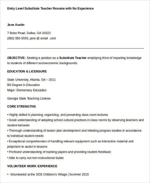 How To Write A Resume For Teaching With No Experience