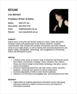 9+ Freelance Resume Templates Sample Templates