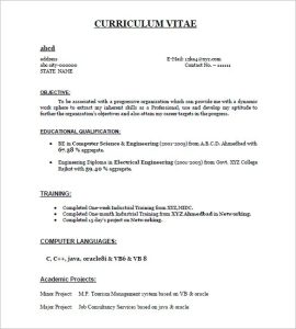 How To Write A Cv For A Fresher Sample CV For Freshers Sample 1