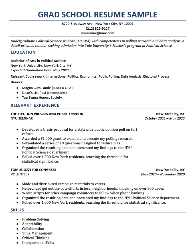 How to Write a Grad School Resume (Examples & Template)