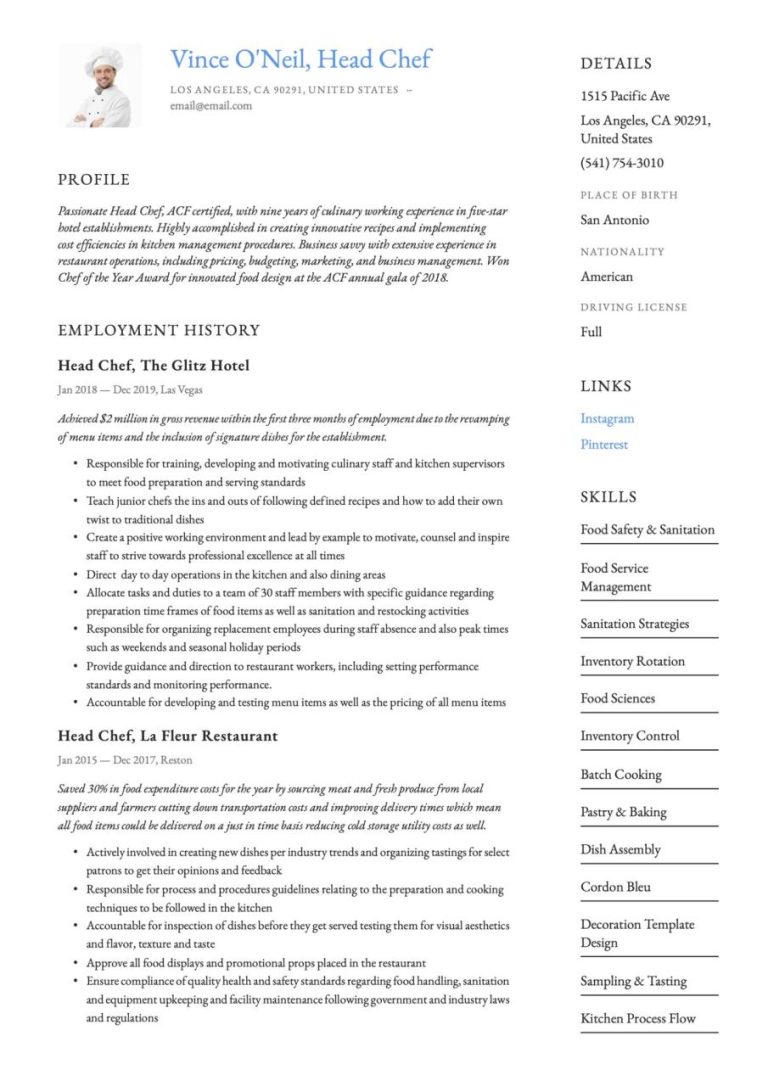 How To Do A Cook Resume