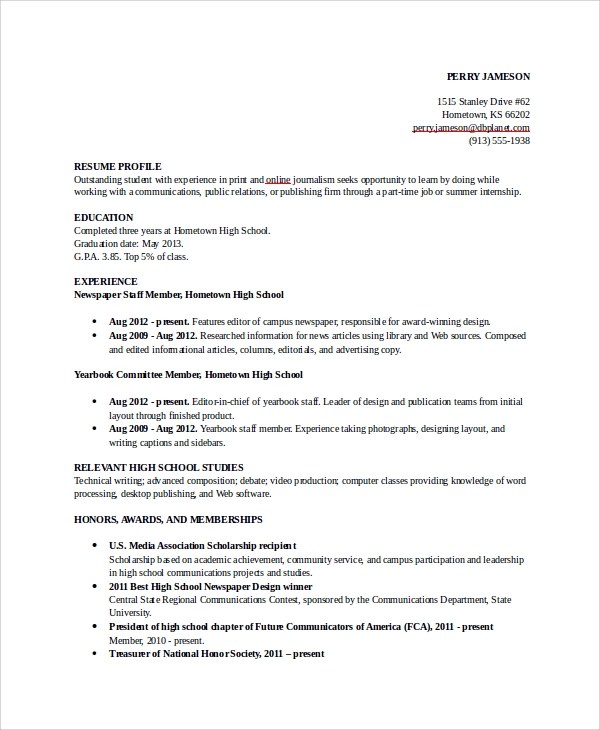 FREE 8+ Sample College Resume Templates in PDF MS Word