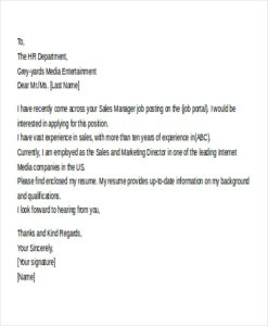 Example Of Sending Resume Via Email Cover Letter By Email