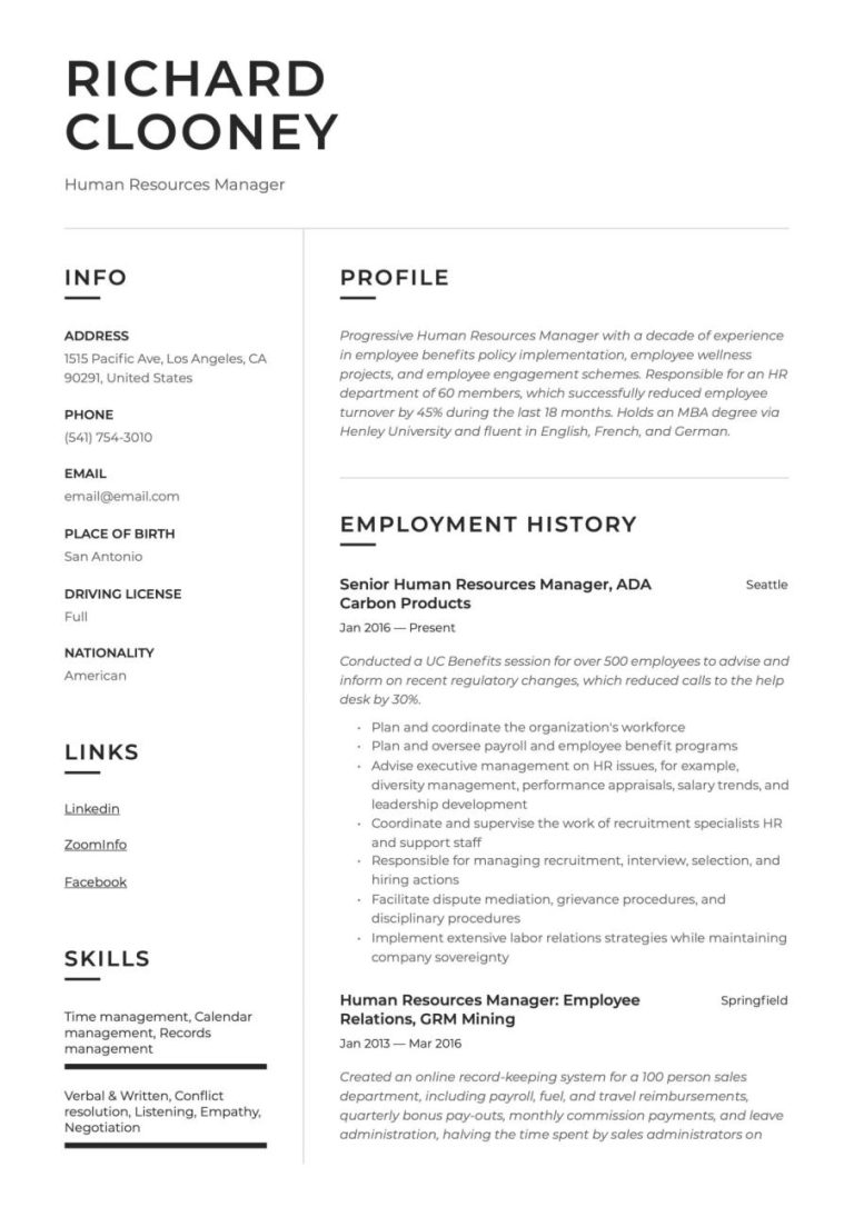 How To Add Human Resources On Resume