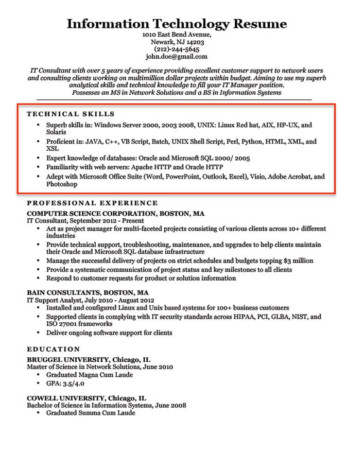 What To Put In Resume Skills Section
