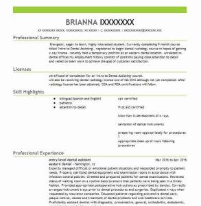 Dental Assistant Objective No Experience Dental Resume Examples