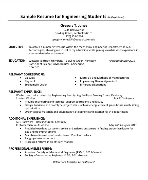 FREE 8+ Job Resume Samples in MS Word PDF