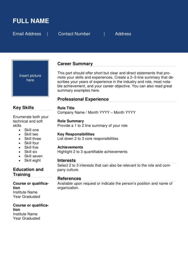 Template To Create A Resume