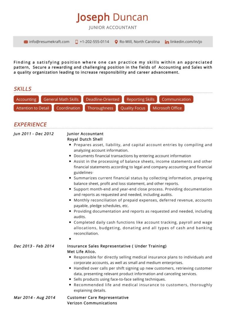How To Write Work Experience In Resume For Accountant