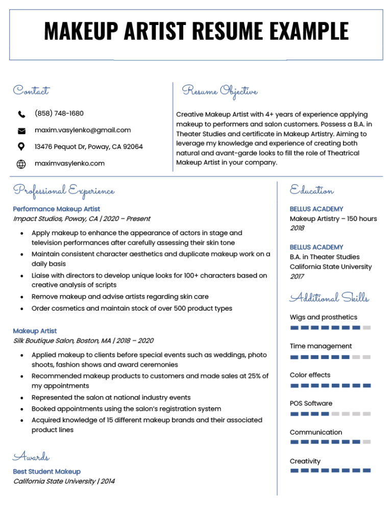 How To Make A Resume For A Salon Job