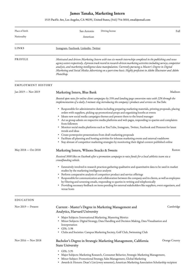 How To Write The Internship In Resume