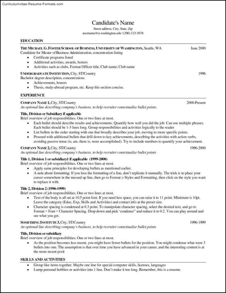 Mba Resume Template Free Samples , Examples & Format Resume