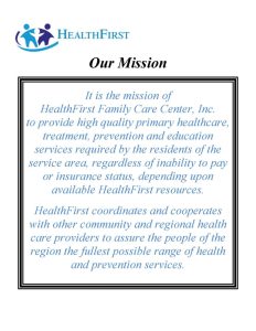Mission Statement 2015 HealthFirst