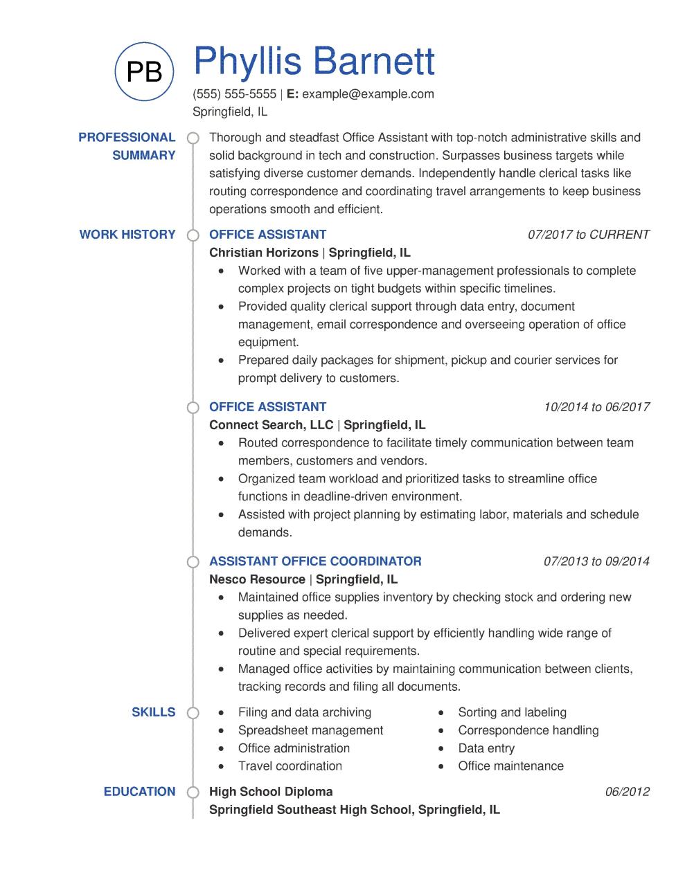 2021 Best Office Assistant Resume Example MyPerfectResume