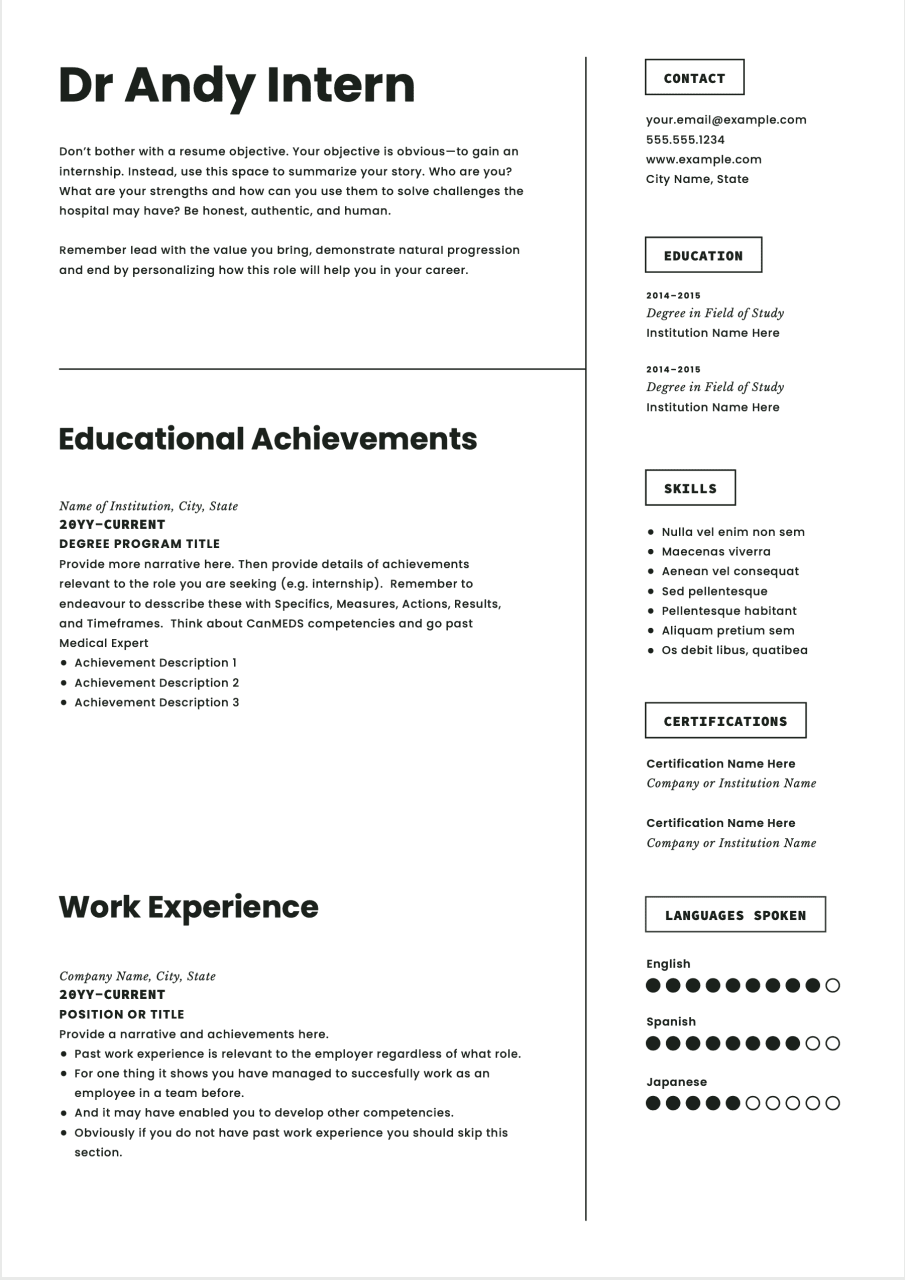 Tips for Compiling A Rural Medical Student Resume. With Template.