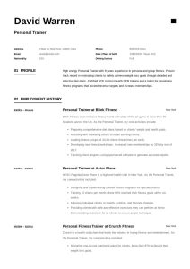 Guide Personal Trainer Resume [ + 12 Samples ] PDF 2019