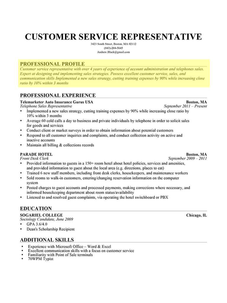 How To Write An Effective Profile For A Resume