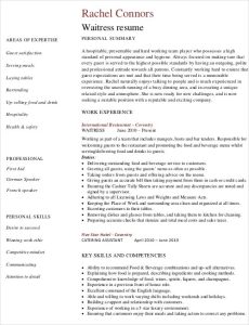 Waitress Resume Template 6+ Free Word, PDF Document Downloads Free