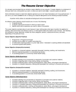 FREE 9+ Resume Objectives Samples in MS Word PDF