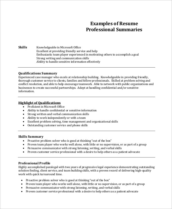 How To Write A Job Summary For A Resume