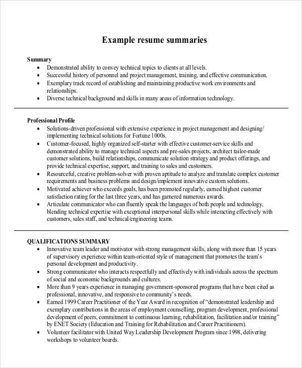How To Write A Summary For A Resume