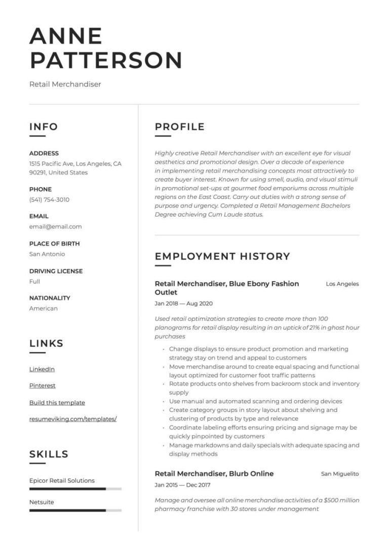 How To Write A Resume For A Retail Job