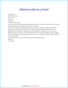 Sample Character Reference Letter Example For a Friend Best Letter