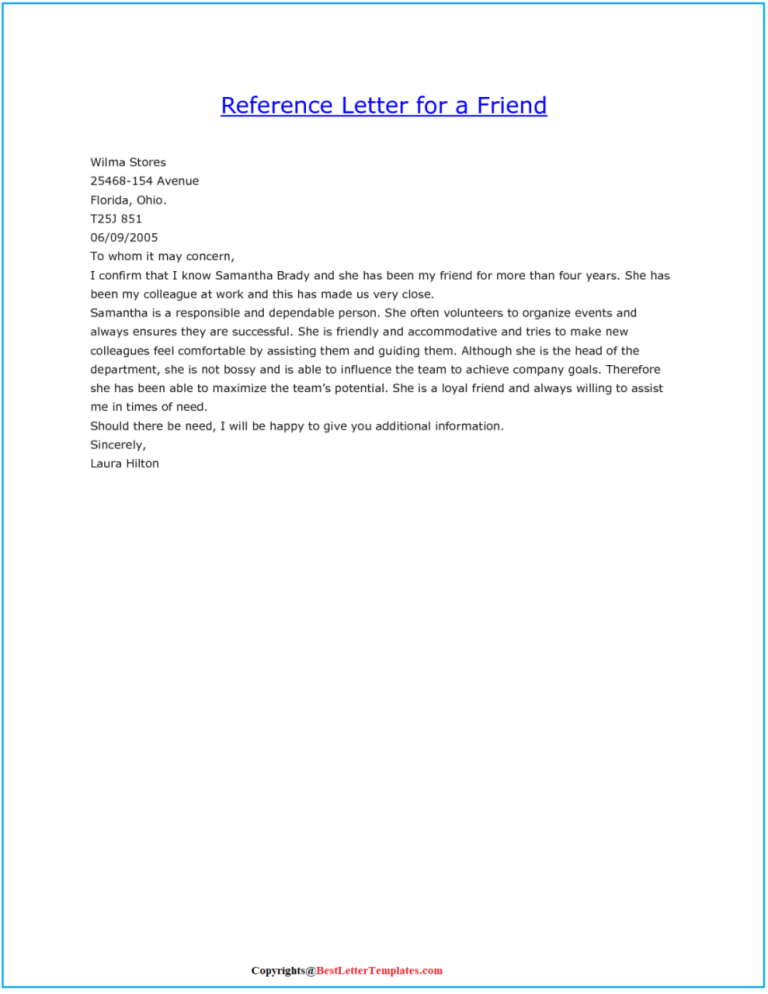 How To Write A Character Reference Letter For Job